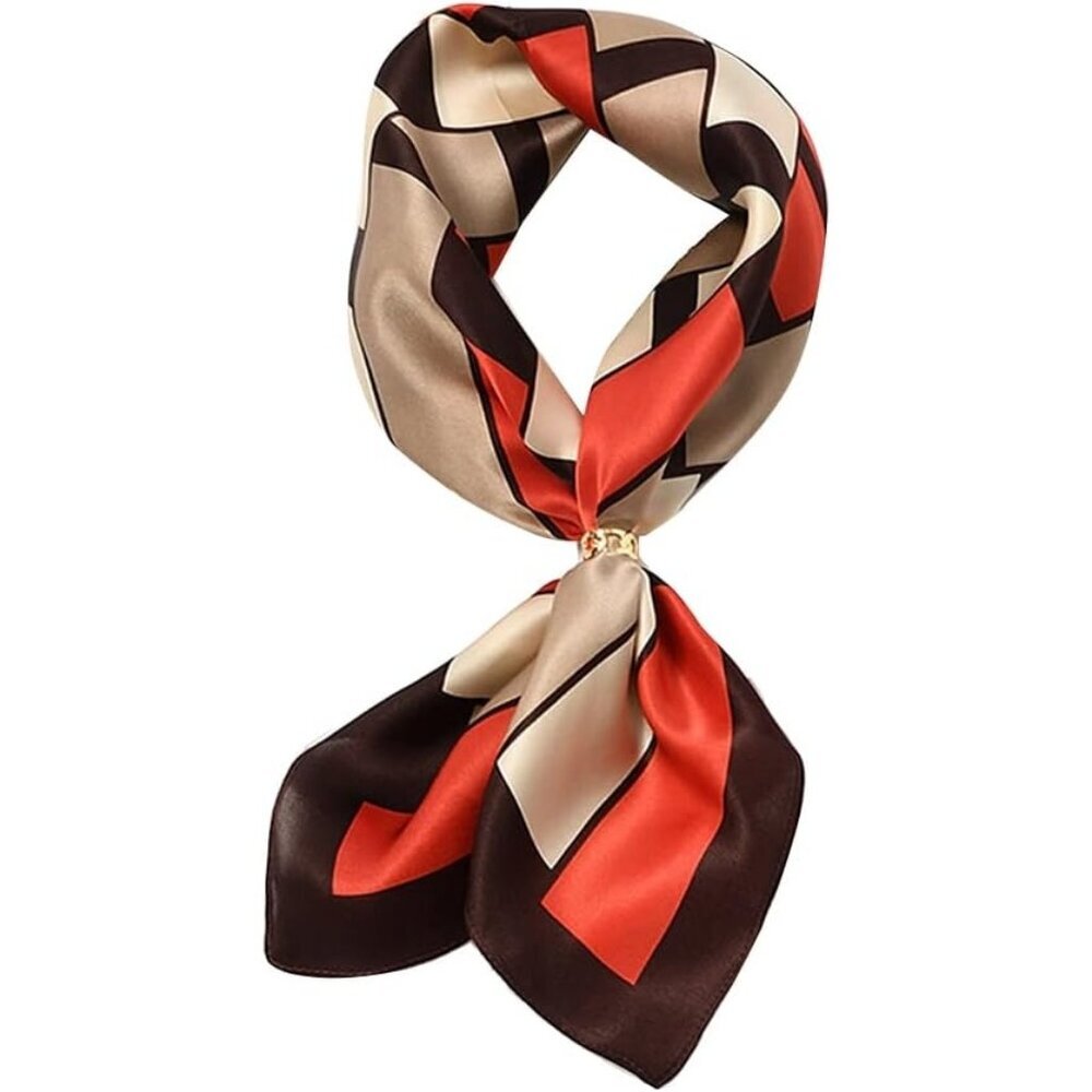 Pure Mulberry Orange Tree Square Scarf Women Soft Head Neck Scarf Gift Packed